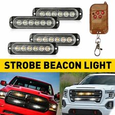 4pcs Amber White 6-led Strobe Lamps Flashing Warning Lights For Car Truck Pickup