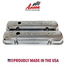 Pontiac Valve Covers Polished - Raised Letter Logo Die-cast Aluminum - Ansen Usa