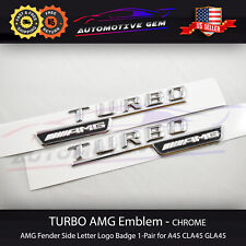 Turbo Amg Emblem Side Fender Chrome Oem Badge Logo Sticker Mercedes Cla45 Gla45