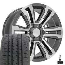 20 Inch Gunmetal 5822 Rims Bridgestone Tires Tpms Fit Sierra Yukon Escalade