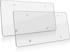 2x Clear Flat License Plate Cover Shield Plastic Tag Protector Usa Made