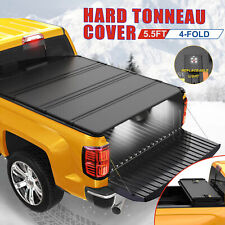 5.5ft Hard Bed Tonneau Cover For 2007-2013 Toyota Tundra Truck Bed Led 4 Fold