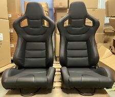 1pair Universal Car Racing Seats Pvc Leather With 2 Sliders Sport Seats Black