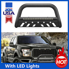 For 2004-2023 Ford F-150 3 Bull Bar Front Bumper Grille Guard With Led Lights