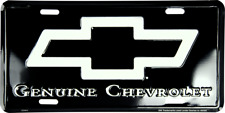 Genuine Chevrolet Bow Tie Black Silver Metal License Plate Sign