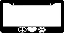Peace Love Paws Dog Cat Paw Heart Peace Sign License Plate Frame
