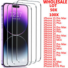 Bulk Lot 100x Tempered Glass Screen Protector For Iphone 15 14 13 12 11 Pro Max