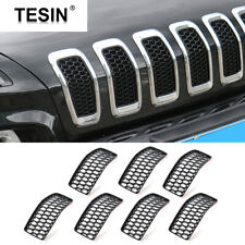 7x Grille Insert Honeycomb Mesh Guards Grill Cover For Jeep Cherokee 14-18 Black
