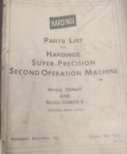 Hardinge Service Parts List Catalog Second Operation Machines Dsm59 - Ghgc-d11