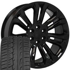 22 Rims Tires Fit Gm Chevy Sierra Silverado Black Wheels Ironman Tires 5666
