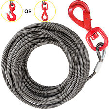 Vevor Steel Core Winch Cable 38x75 Self Locking W Swivel Hook For Tow Truck