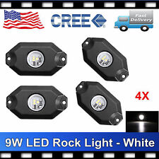 4 White Rock Light Kit 2 Led Dome Lights Off-road Lights White Pod Under Car