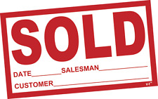 Success Sold Stickers - Date Salesman Customer - Red White 100 Per Pack