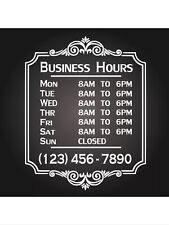 Custom Business Store Hours Sign Decal Sticker 12x18 Exterior Window Door 028