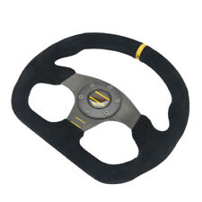Universal Rally Race Flat Drift Black Steering Wheel Sport Suede Leather 325mm