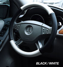 Iggee Blackwhite S.leather Premium High Quality Steering Wheel Cover 15