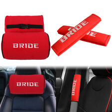 Bride Red Fabric Embroidery Car Seat Neck Pillow Headrestseat Belt Cover Combo