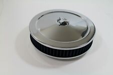 10 X 2 Chrome Round Air Cleaner Blue Washable Element Chevy Sbc 350 Bbc 454