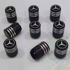 4 Silver Black Tire Air Valve Stem Cap Fits Most Mercedes Cars Wagons Suvs