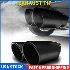 Black Dual Outlet Exhaust Tip Tail Muffler Tip For 1.4-2.5 Stainless Steel Kit