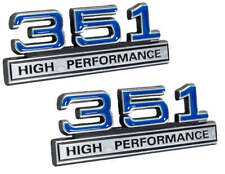 351 5.8 Engine High Performance Emblem Logo In Blue Chrome Trim - 4 Long Pair