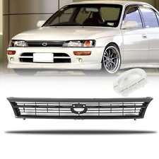 For 1993-1997 Toyota Corolla Front Bumper Hood Grille Jdm Black Logo Crown Grill