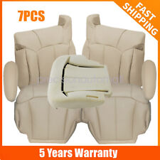Both Side Leather Seat Cover Foam Cushion For 2000-02 Chevy Suburban Light Tan