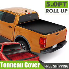 5ft Roll Up Tonneau Cover Soft Vinyl For 2019-2023 2024 Ford Ranger Truck Bed