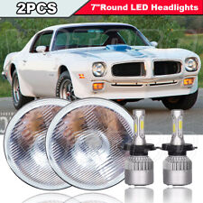 Pair 7inch Led Headlights Hilo Beam 6000k White For Pontiac Firebird 1970-1976