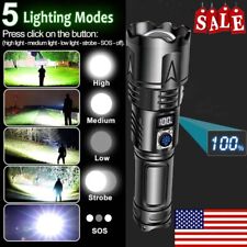 2500000 Lumens Super Bright Led Flashlight Rechargeable Tactical Worklight Torch