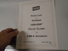 Machinist Tools Lathe Mill Hardinge Vari Grip Collet Closer Dsm Parts List