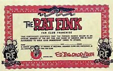 Rat Rod Hot Rod Chopper Vintage Racing Rat Fink Fan Club Certificate Ed Roth