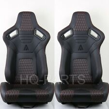 2 X Tanaka Premium Black Carbon Pvc Leather Racing Seats Red Stitch Fits Bmw