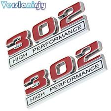 2pcs 302 High Performance Fender Emblem Badge Chrome Red Abs Stickers Decal