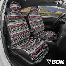 Baja Boho Hippie Front Seat Covers For Cars Black Aztec Print