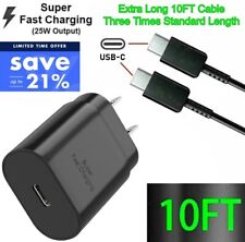 25w Super Fast Charger Type Usb-c10ft Cable For Samsung Galaxy S23 S22 S21 S20