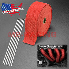 Red Exhaust Pipe Header Insulation Thermal Heat Wrap 2x50 Motorcycle Car