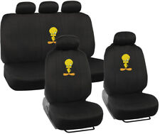 Tweety Bird Car Seat Covers - Front Rear Full Set 5 Head Rest Original Design