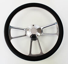1965-1969 Ford Mustang Steering Wheel Black Grip And Billet Shallow Dish 14