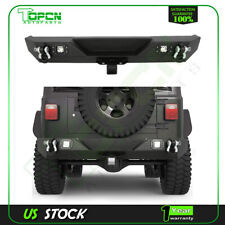For 1997-2006 Jeep Wrangler Tj Textured Rear Step Bumper W Led Lights Assembly