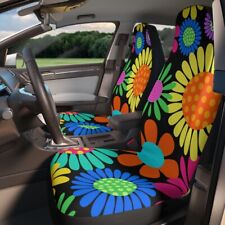 Flower Power Hippie Car Seat Covers Vintage Inspired Retro Mod Decor Vehicle Van