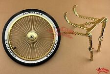 Vintage Lowrider 20 Square Cage Gold Continental Kit W Lowrider Tire Package.