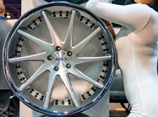 4 Custom 20 Inch Wheels Rims 5x112 Staggered Brushed Silver Chrome Lip Mercedes