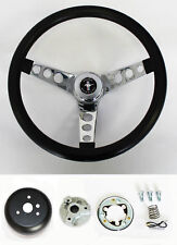 New 1965 - 1969 Mustang Black Steering Wheel Grant 13 12 With Chrome Spokes
