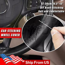 15 Black Leather Car Steering Wheel Cover Breathable Anti-slip Car Accessories
