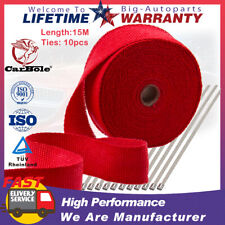2 X 50ft Roll Red Exhaust Wrap Manifold Header Pipe Heat Wrap Tape10 Ties Kits