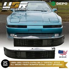 Crystal Style All Smoke Front Bumper Signal Lights For 89-92 Toyota Supra Mk.3