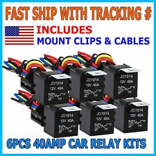 6 Pack 12v 3040 Amp 5-pin Spdt Automotive Car Relay Wires Harness Socket Set