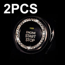 2pcs Fashion Car Suv Button Start Switch Ring Bling Rhinestone Decor Accessories