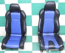 Wear 07 350z Coupe Blue Black Heated Leather Dual Power Bucket Seats Pair 2x